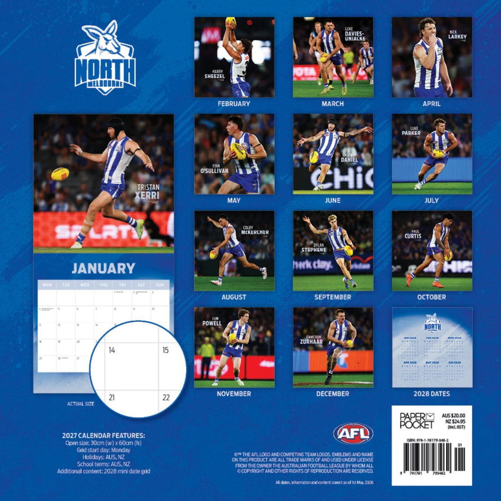 AFL NORTH MELB KANGAROOS CALENDAR: 2027