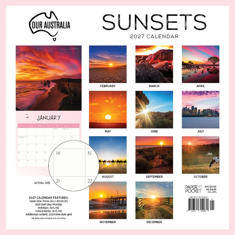 OUR AUST SUNSETS CALENDAR: 2027