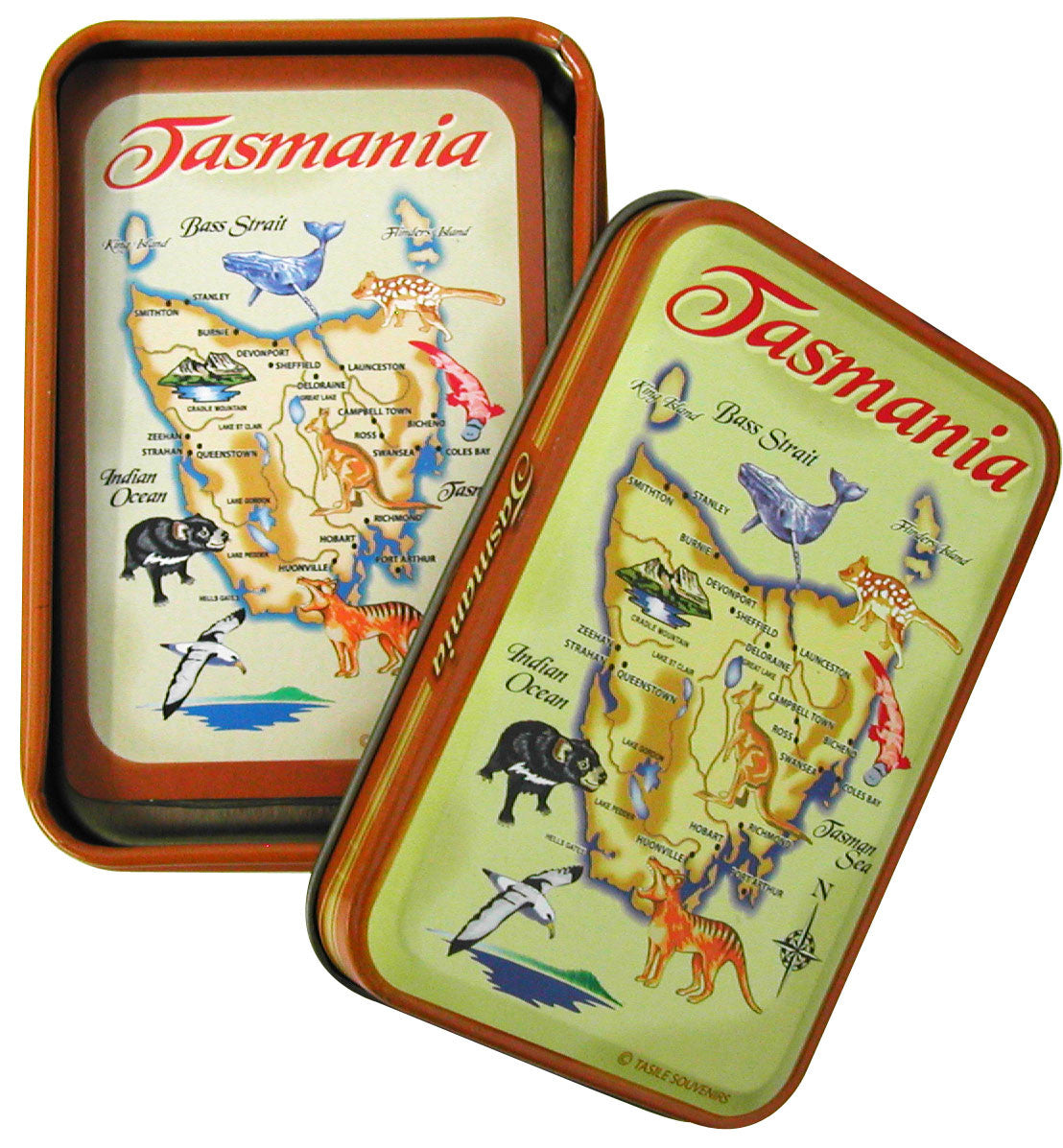 PLAYING CARD TIN BOX TAS MAP