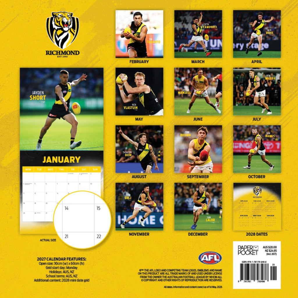 AFL RICHMOND TIGERS CALENDAR: 2027