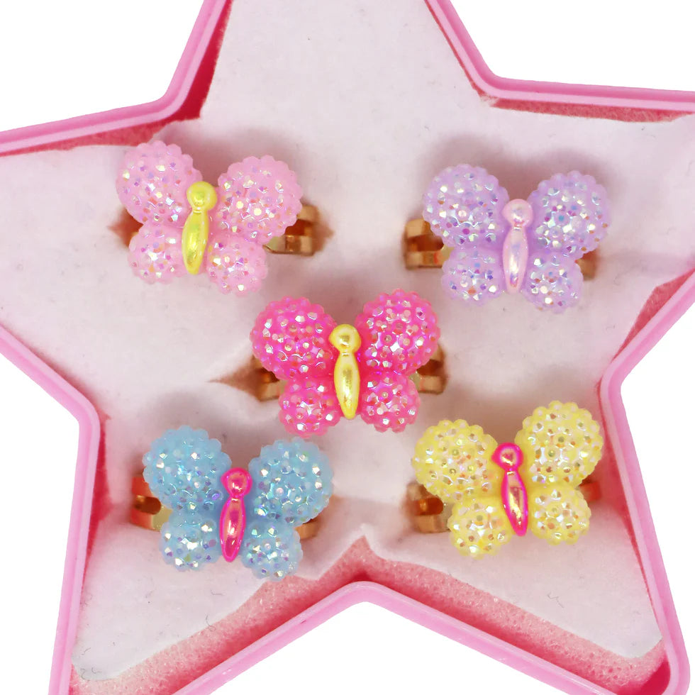PINK POPPY - SPARKLE BUTTERFLY RINGS