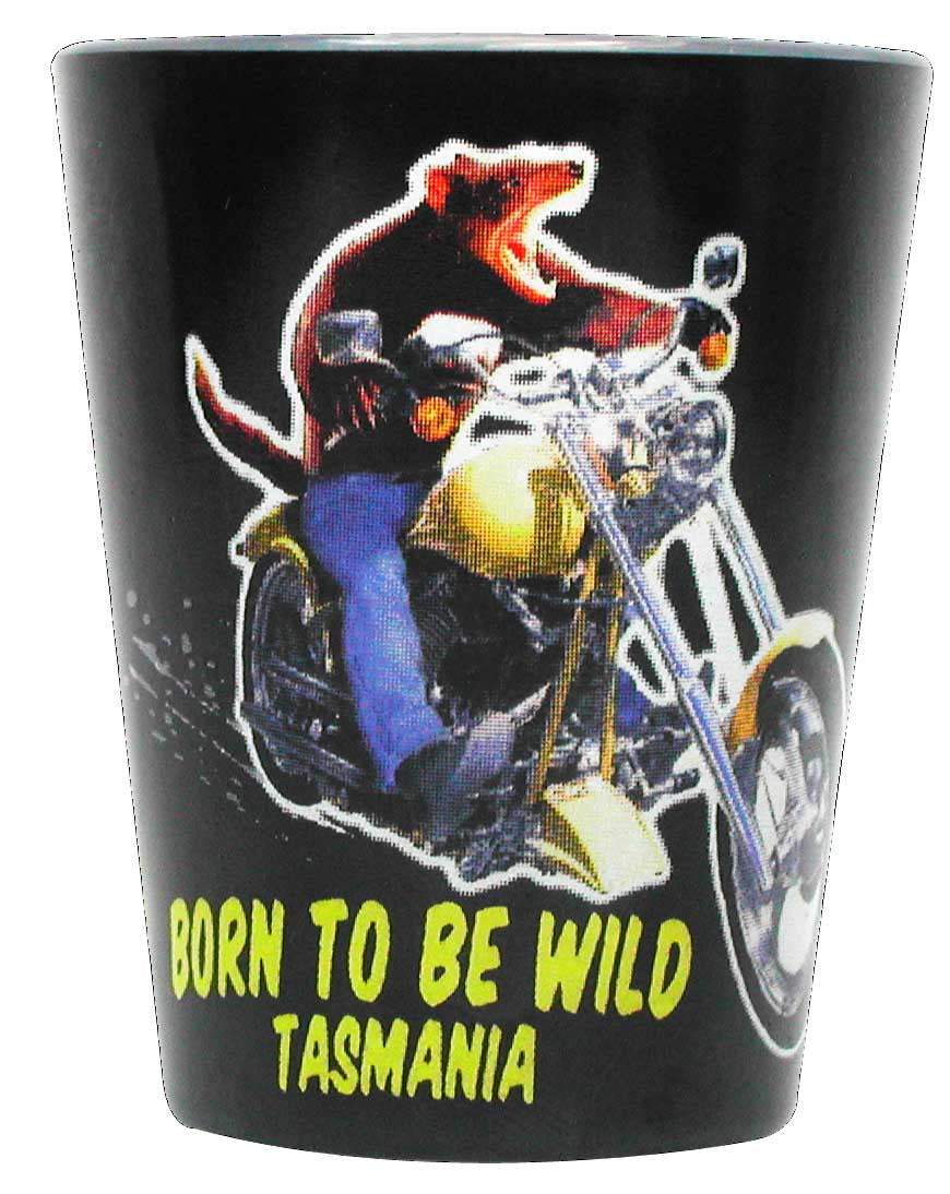 SHOT GLASS PRINTED BORN TO BE WILD - TASMANIAN DEVIL