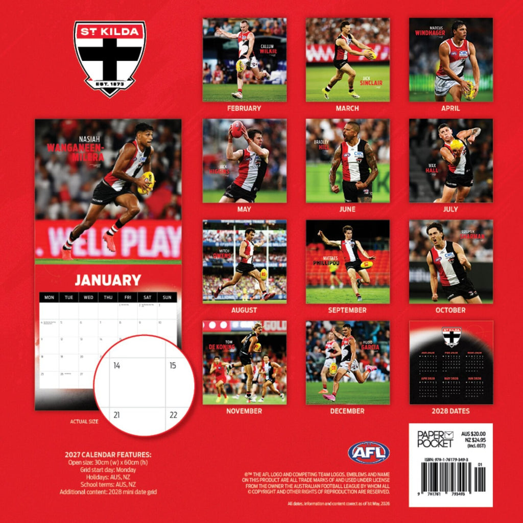 AFL ST KILDA SAINTS CALENDAR: 2027