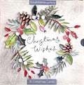 Boxed Card Park of 16 (2 designs)-Wreath & Holly and Pinecones