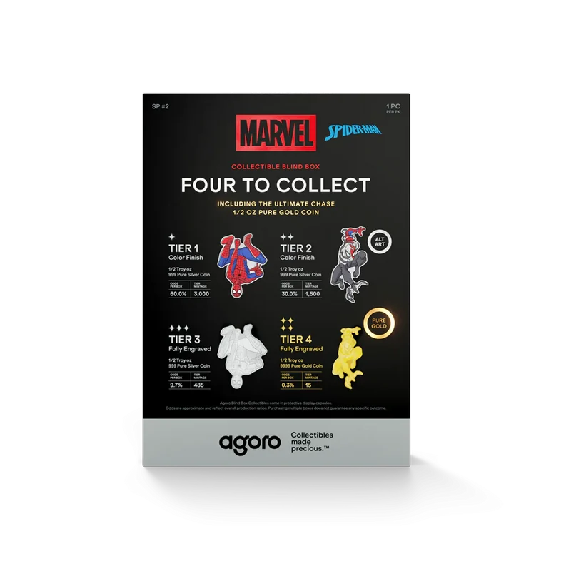Marvel Spider-Man Transforms Blind Box 1/2oz Coin Blind Box