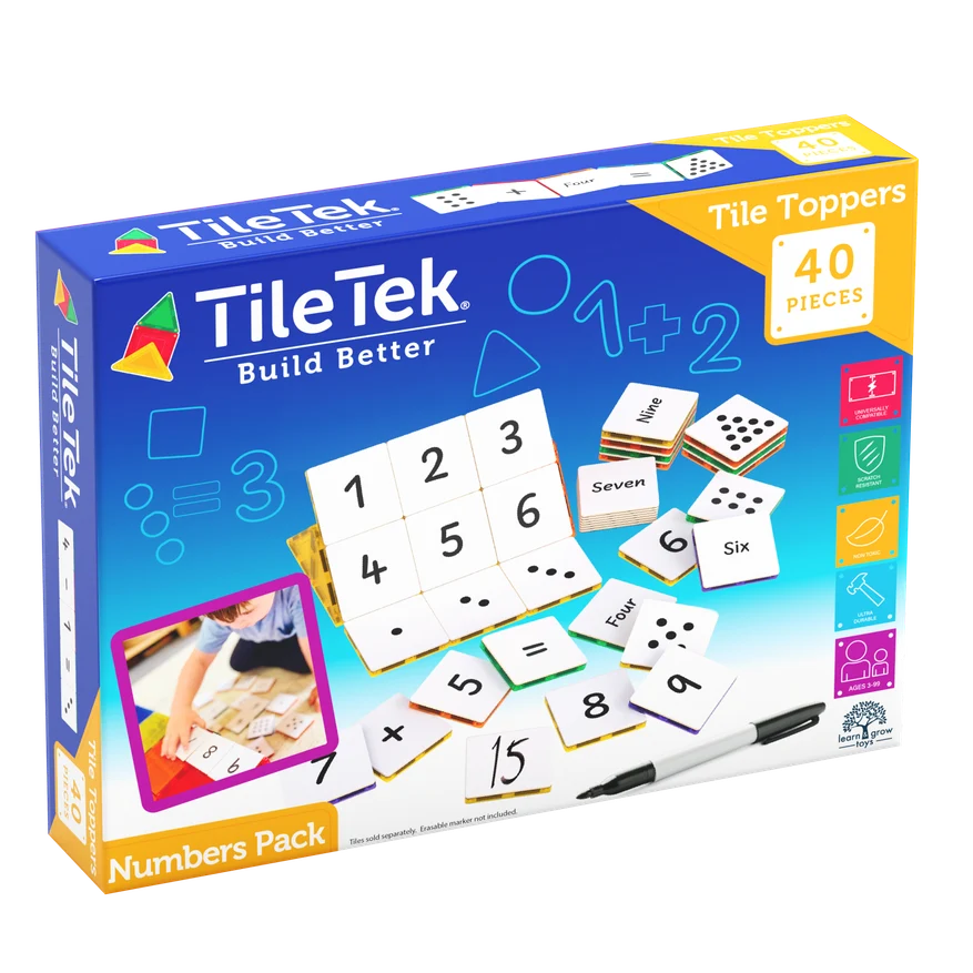 TILE TEK BUILD BETTER TILE TOPPERS 40 PIECES NUMBERS PACK