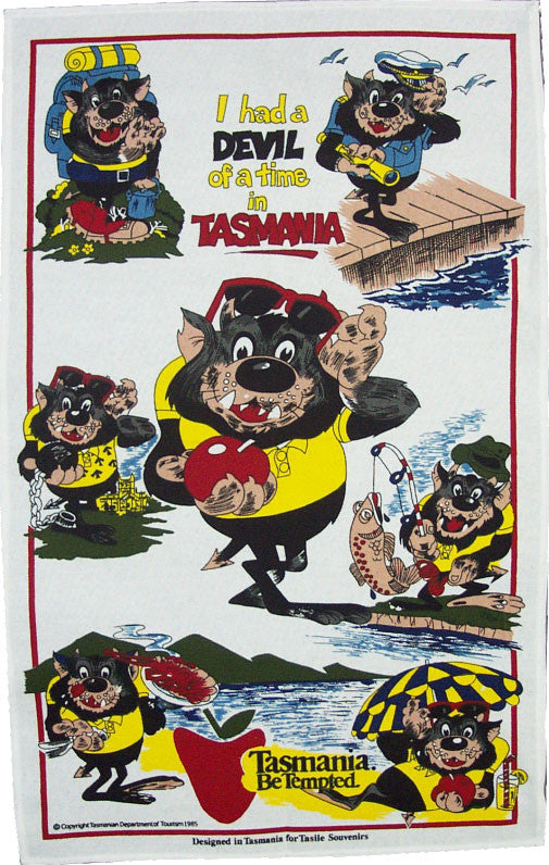 TEA TOWEL TASMANIA DEVIL OF A TIME