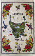 TEA TOWEL TASMANIA GREEN MAP