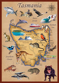 MAP OF TASMANIA TEA TOWEL
