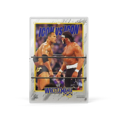 WWE WrestleMania X8 The Rock vs Hulk Hogan Stare Down 5g Silver Collectible Foil