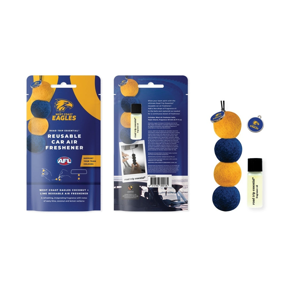 REUSABLE CAR AIR FRESHENER- WEST COAST EAGLES