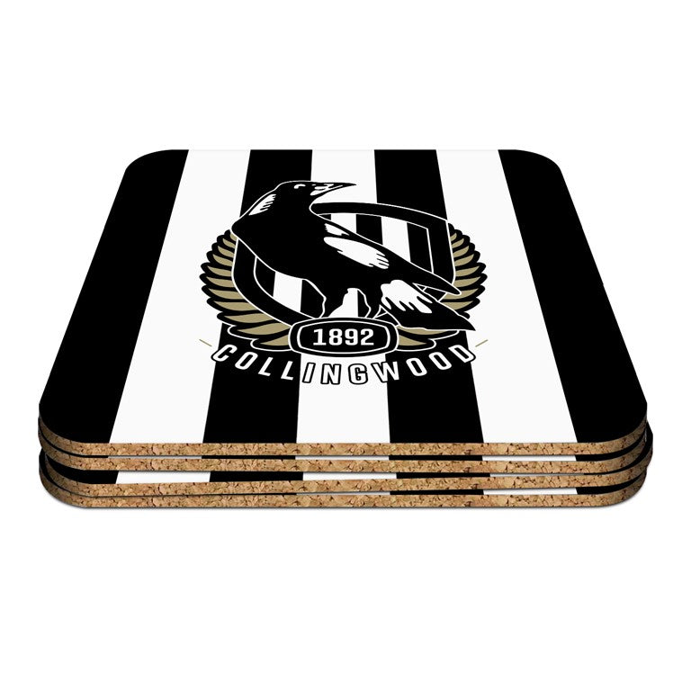 AFL SET OF 4 COASTERS - COLLINGWOOD MAGPIES