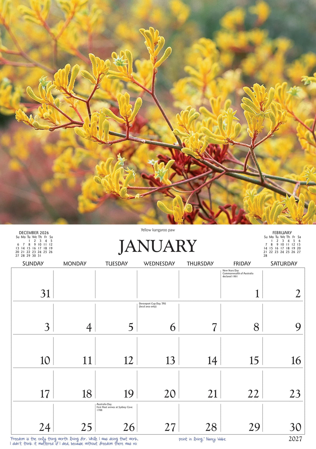 AUST WILDFLOWERS CALENDAR: 2027