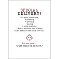 X88 - Special delivery! It's your brand new chewing, spewing, pooing noise machine. - rude baby card