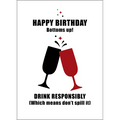 X91 - Happy birthday. Bottoms up! Drink responsibly (Which means don't spill it) - rude birthday card