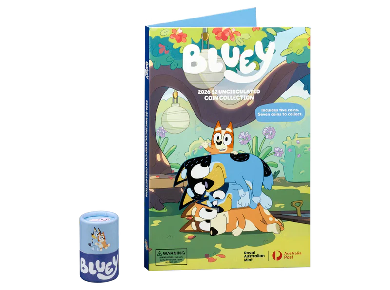 BLUEY TUBE AND FOLDER 2026 $2 UNCIRCULATED COIN COLLECTION