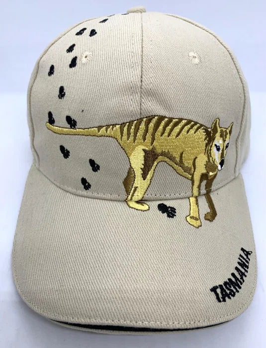 CAP BRUSH BOTTON KHAKI BLACK TASMANIAN TIGER FOOTPRINTS