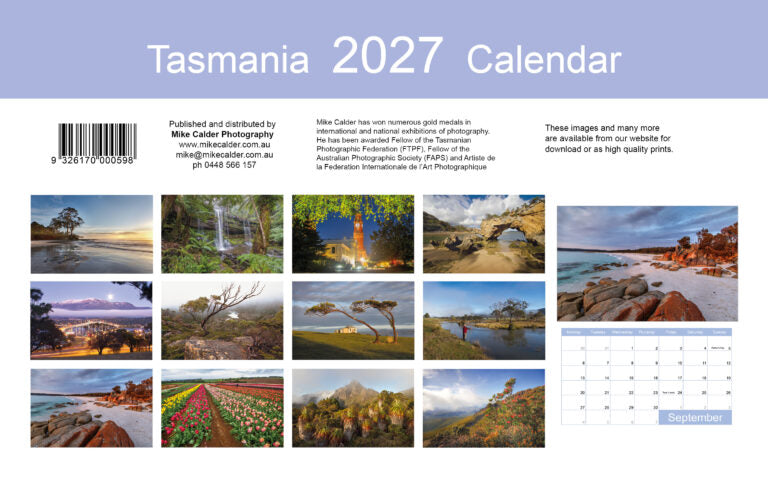 TASMANIA 2027 SMALL CALENDAR
